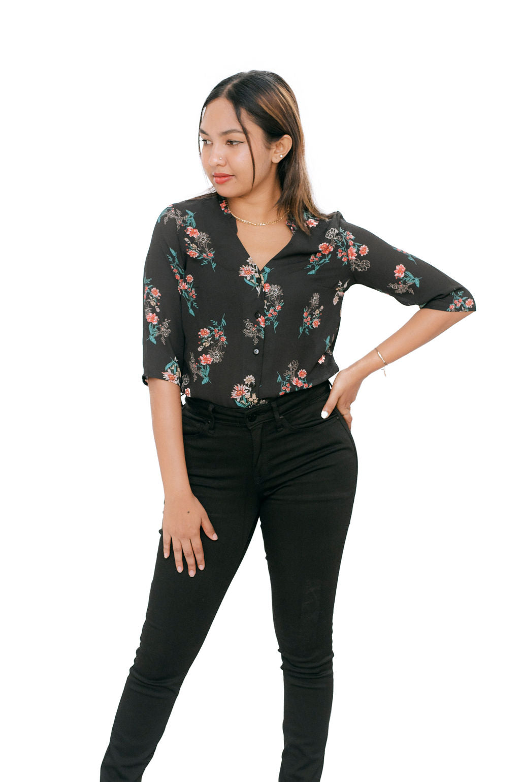 FLORAL WORKWEAR TOP