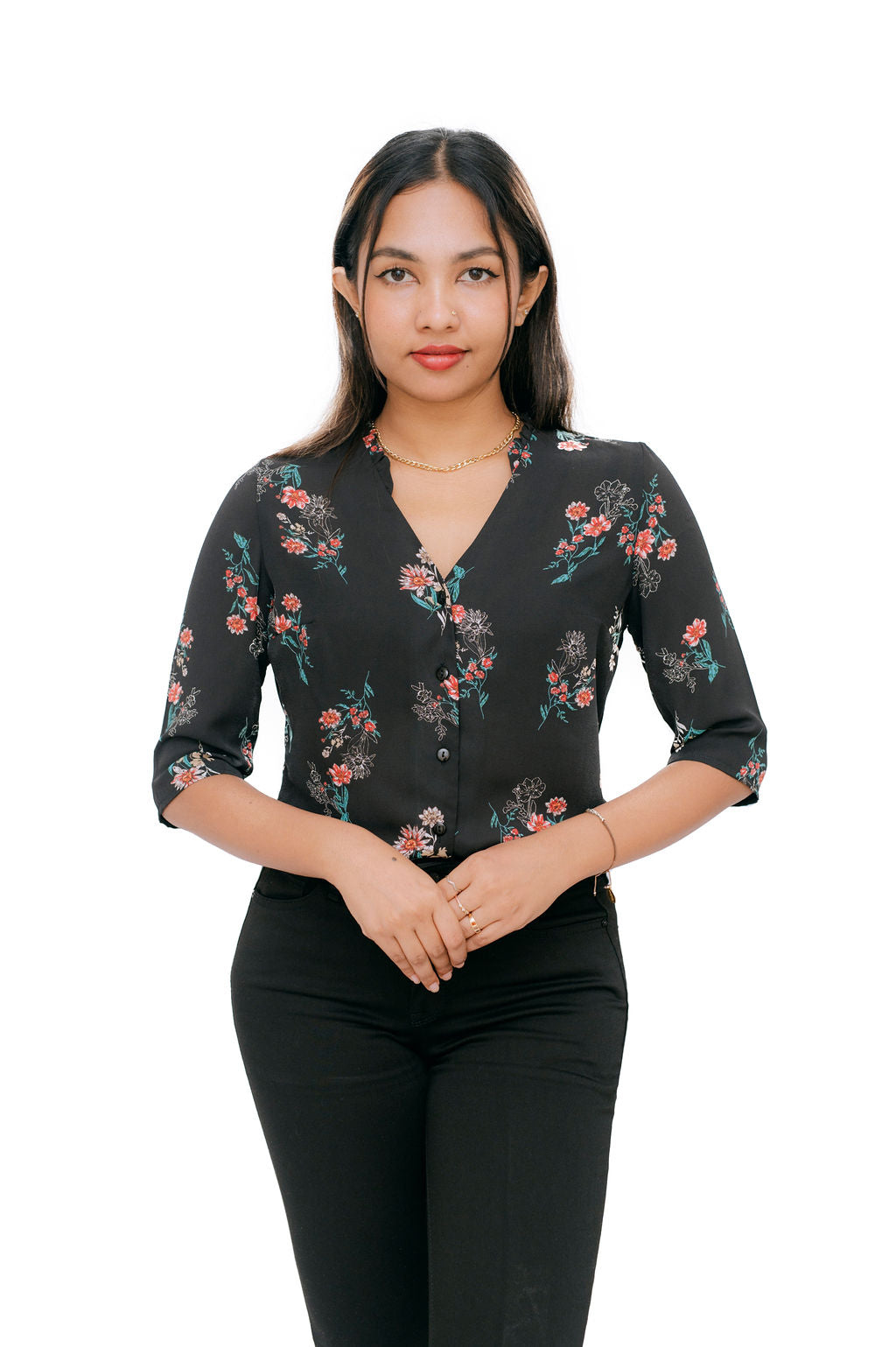 FLORAL WORKWEAR TOP