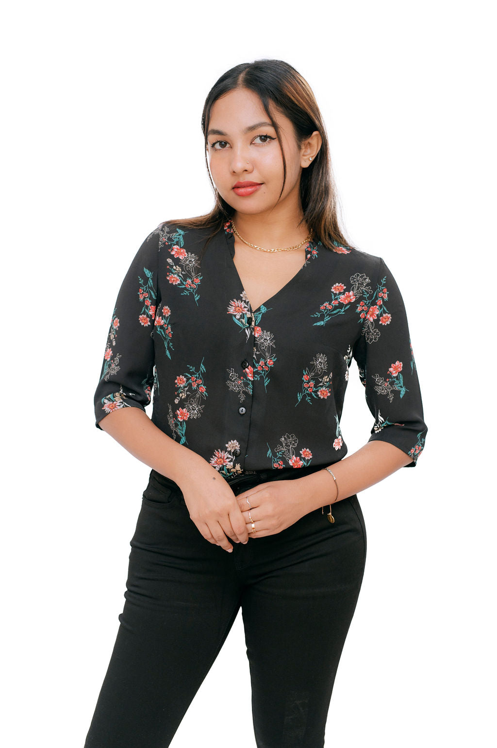 FLORAL WORKWEAR TOP