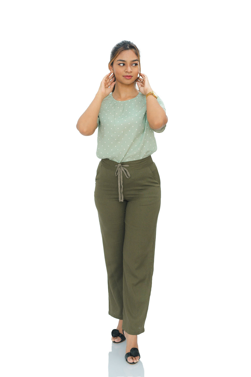 WIDE LEG OLIVE PANT