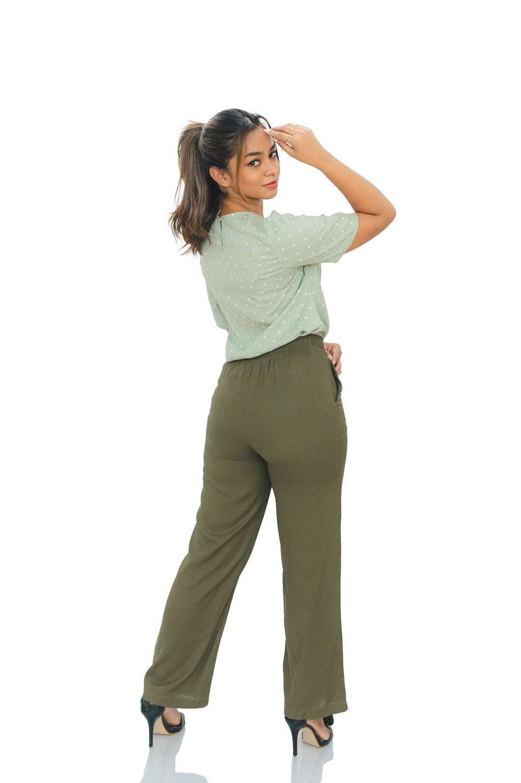 WIDE LEG OLIVE PANT