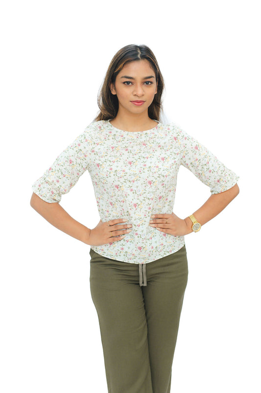 DETAILED SLEEVE FLORAL TOP